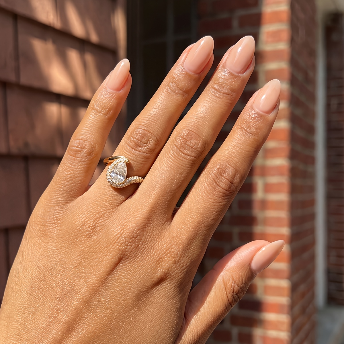 Women's Shimmering Teardrop Wedding Ring, Versatile Design